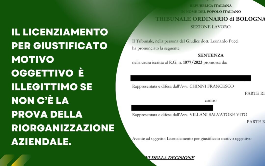 Ottiene Risarcimento Per Un Licenziamento Per Supposta Riorganizzazione Aziendale